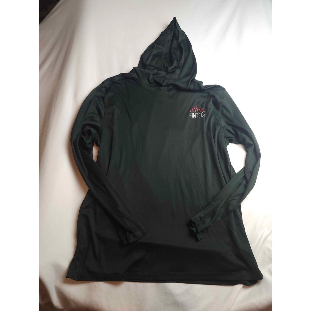 Fintech Mens American Angler Performance Fishing Hoodie Black XL Eagle Graphic